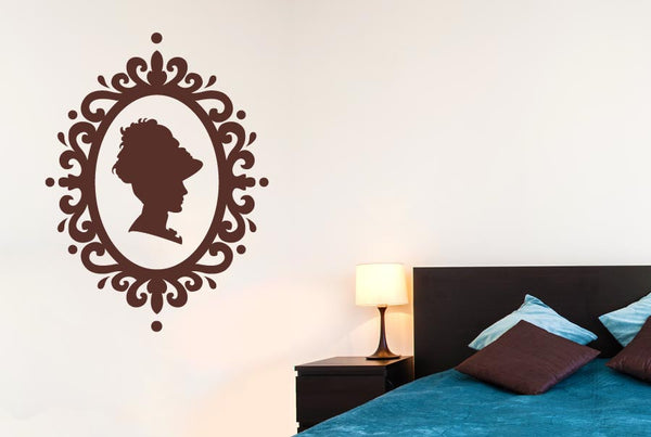 Lady Profile In Art Nouveau Frame Wall Sticker