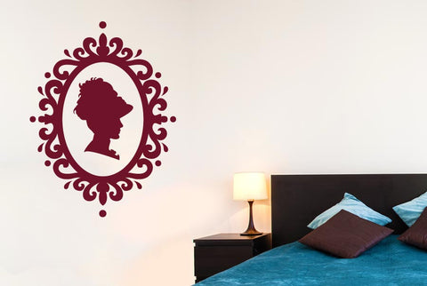 Lady Profile In Art Nouveau Frame Wall Sticker