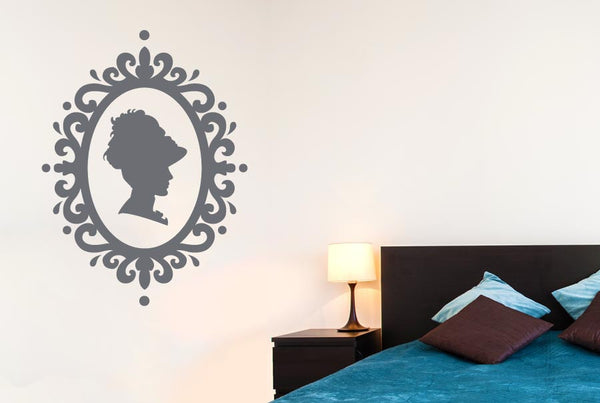Lady Profile In Art Nouveau Frame Wall Sticker