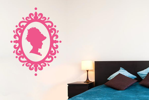 Lady Profile In Art Nouveau Frame Wall Sticker