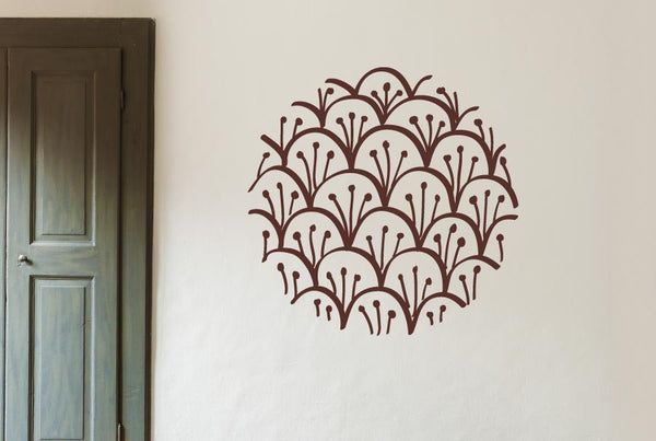 layered Flower Pattern Within Circle Wall Sticker
