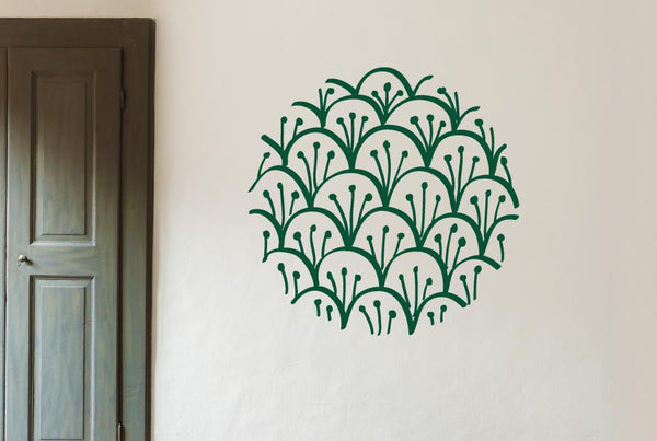 layered Flower Pattern Within Circle Wall Sticker