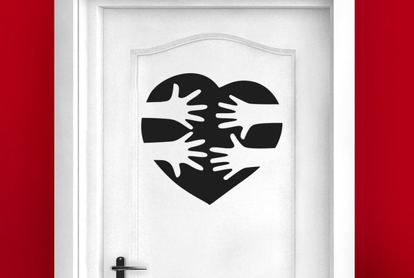 Love Heart Reaching Hands Door Room Sticker