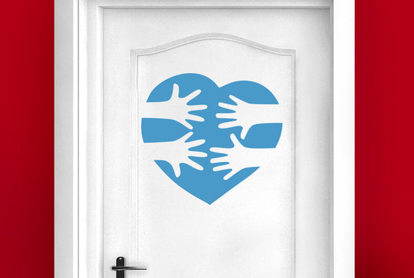 Love Heart Reaching Hands Door Room Sticker