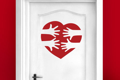 Love Heart Reaching Hands Door Room Sticker
