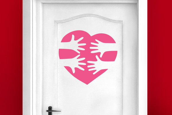 Love Heart Reaching Hands Door Room Sticker