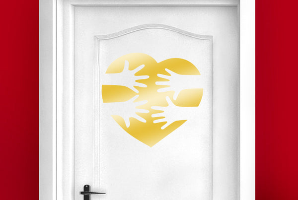 Love Heart Reaching Hands Door Room Sticker