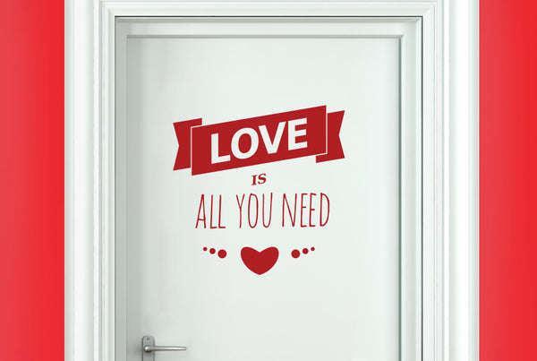 Love Is All You Need Three Small Hearts Door Room Sticker