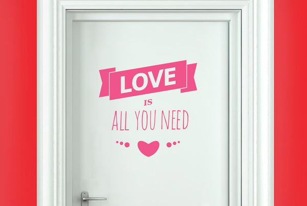 Love Is All You Need Three Small Hearts Door Room Sticker