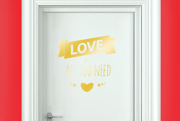 Love Is All You Need Three Small Hearts Door Room Sticker