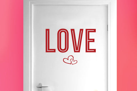 Love Two Interlocking Hearts Door Room Sticker