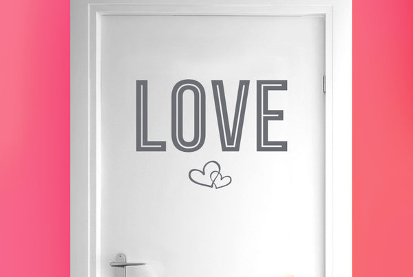 Love Two Interlocking Hearts Door Room Sticker