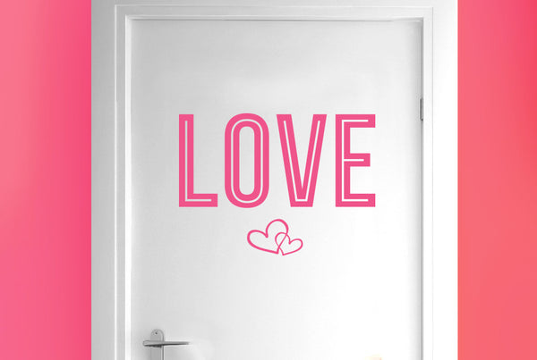 Love Two Interlocking Hearts Door Room Sticker
