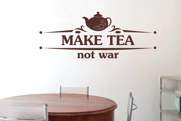 Make Tea Not War Flower Teapot Wall Sticker