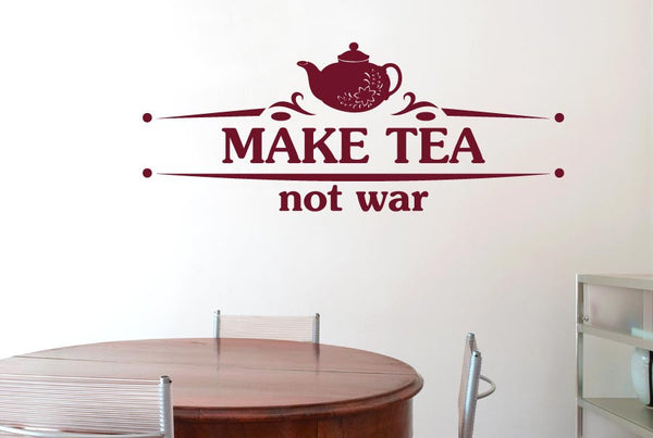 Make Tea Not War Flower Teapot Wall Sticker