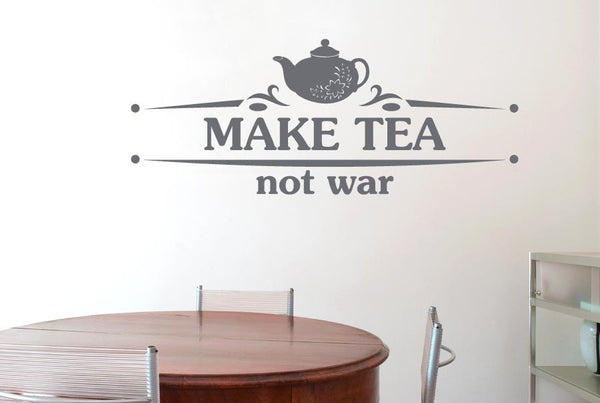 Make Tea Not War Flower Teapot Wall Sticker