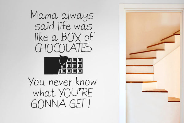 Mama Always Said Life Is Like A Box Of Chocolates Wall Sticker