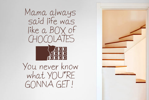Mama Always Said Life Is Like A Box Of Chocolates Wall Sticker