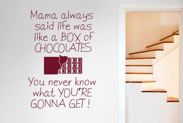 Mama Always Said Life Is Like A Box Of Chocolates Wall Sticker