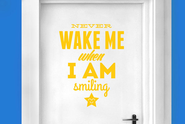 Never Wake Me When I Am Smiling Door Room Sticker