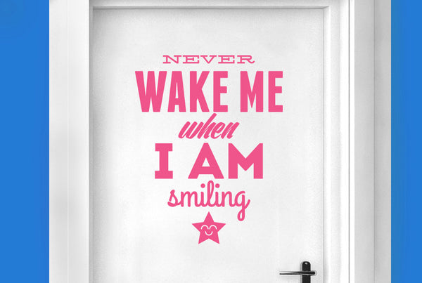 Never Wake Me When I Am Smiling Door Room Sticker