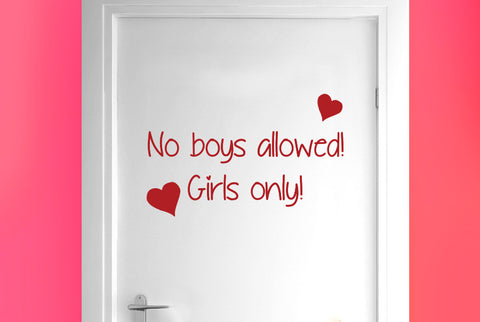 No Boys Allowed Girls Only Door Room Sticker