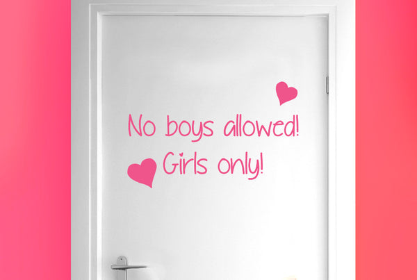 No Boys Allowed Girls Only Door Room Sticker