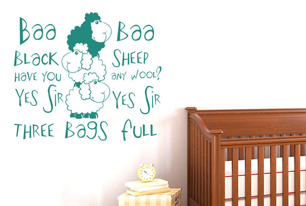 Nursery Rhyme Baa, Baa, Black Sheep, Have You Any Wool Wall Sticker
