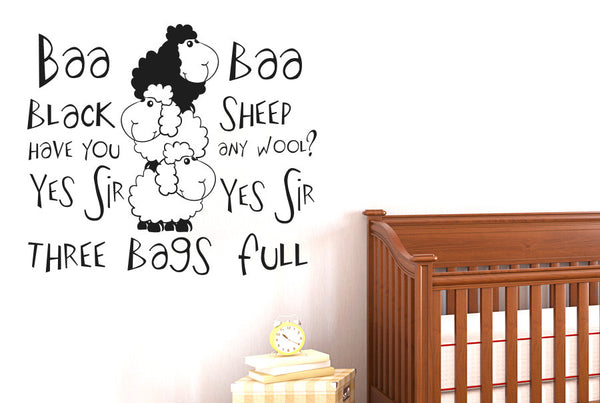 Nursery Rhyme Baa, Baa, Black Sheep, Have You Any Wool Wall Sticker