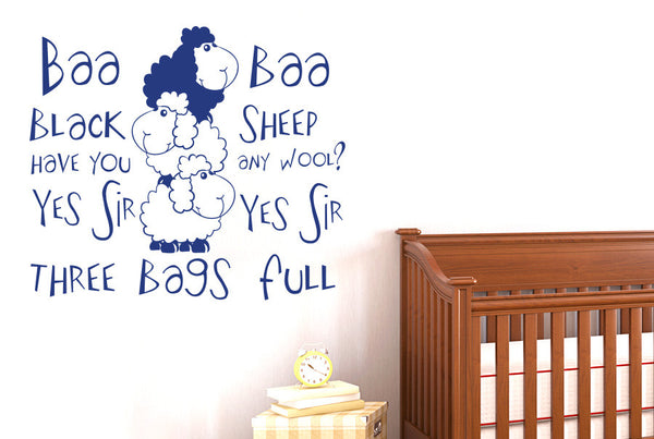 Nursery Rhyme Baa, Baa, Black Sheep, Have You Any Wool Wall Sticker