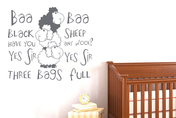 Nursery Rhyme Baa, Baa, Black Sheep, Have You Any Wool Wall Sticker