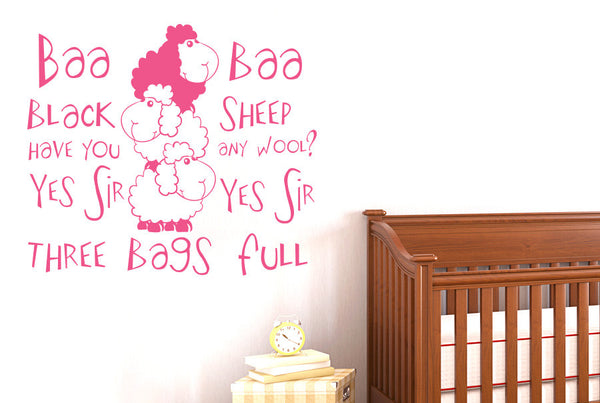 Nursery Rhyme Baa, Baa, Black Sheep, Have You Any Wool Wall Sticker