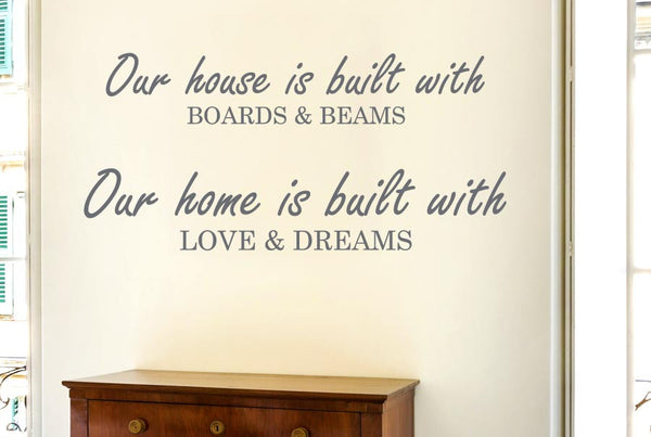 Our House Is Built With Boards & Beams Wall Sticker