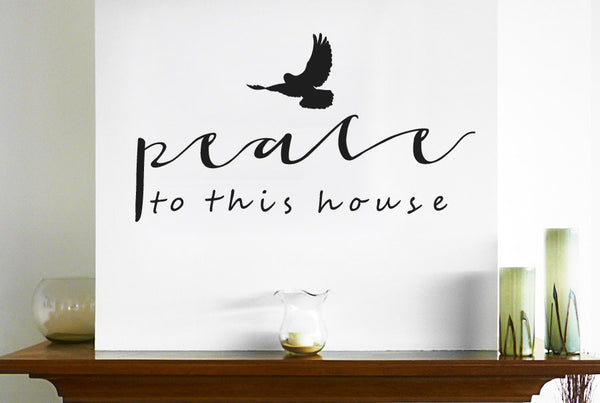 Peace To This House With Flying Bird Small Wall Sticker