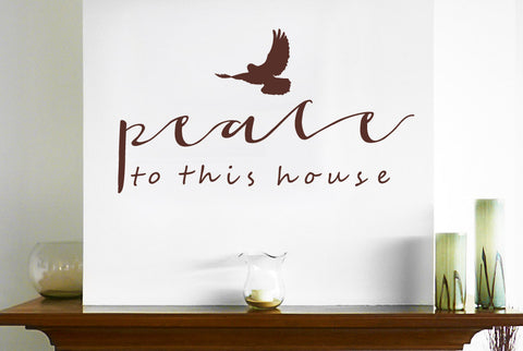 Peace To This House With Flying Bird Small Wall Sticker
