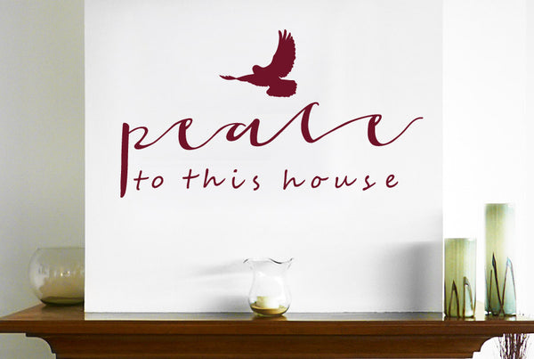 Peace To This House With Flying Bird Small Wall Sticker