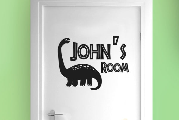 Personalised Brachiosaurus Dinosaur Boys Door Room Sticker