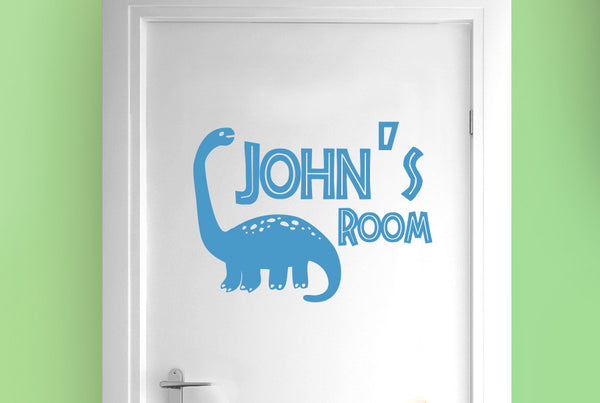 Personalised Brachiosaurus Dinosaur Boys Door Room Sticker