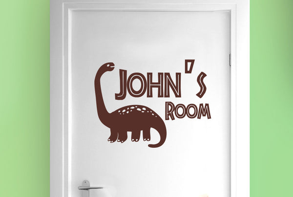 Personalised Brachiosaurus Dinosaur Boys Door Room Sticker