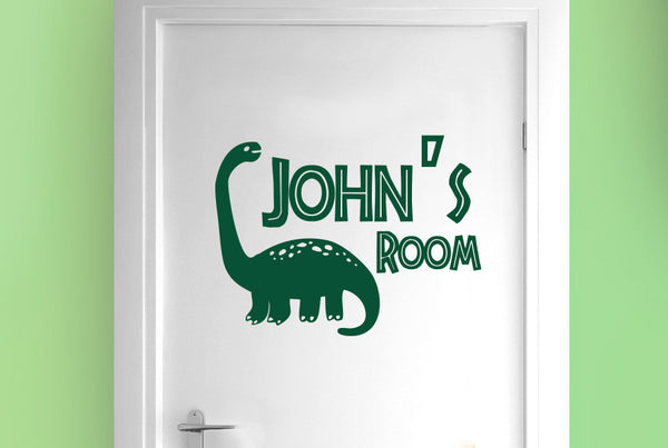 Personalised Brachiosaurus Dinosaur Boys Door Room Sticker