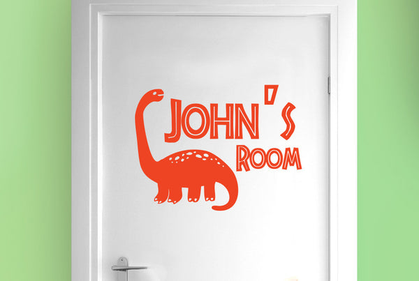 Personalised Brachiosaurus Dinosaur Boys Door Room Sticker