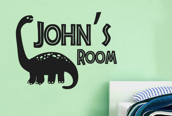Personalised Brachiosaurus Dinosaur Kids Room Sign Wall Sticker