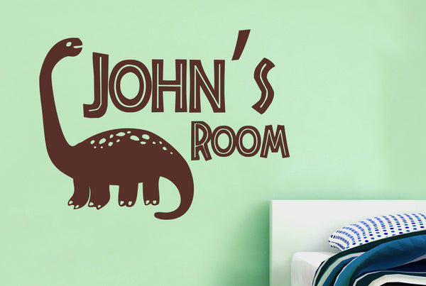 Personalised Brachiosaurus Dinosaur Kids Room Sign Wall Sticker