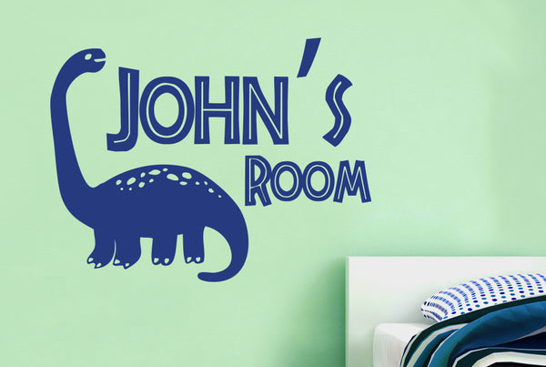 Personalised Brachiosaurus Dinosaur Kids Room Sign Wall Sticker