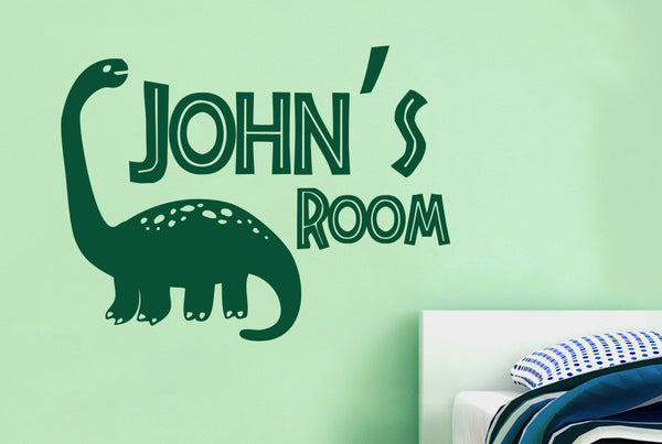 Personalised Brachiosaurus Dinosaur Kids Room Sign Wall Sticker