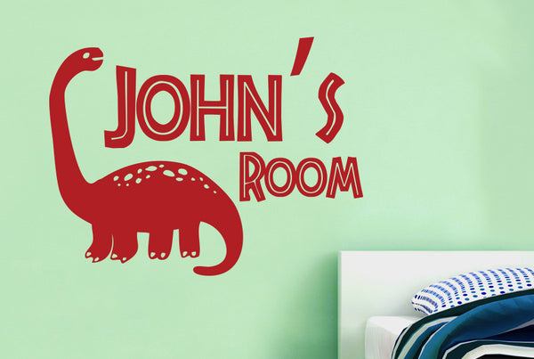 Personalised Brachiosaurus Dinosaur Kids Room Sign Wall Sticker