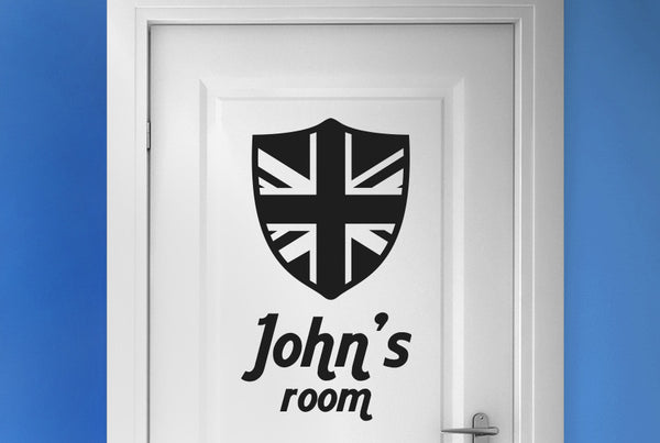 Personalised British Shield Door Room Sticker