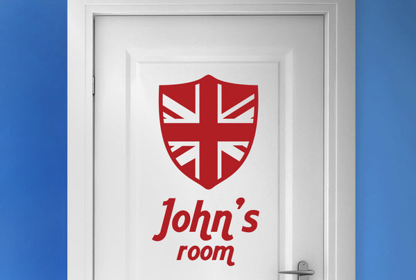 Personalised British Shield Door Room Sticker