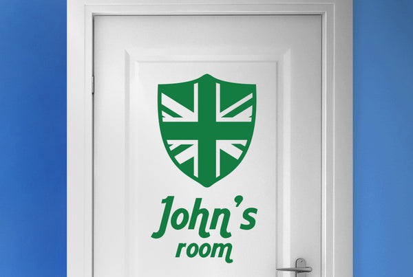 Personalised British Shield Door Room Sticker