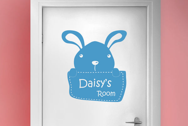 Personalised Bunny Rabbit Kids Door Room Sticker